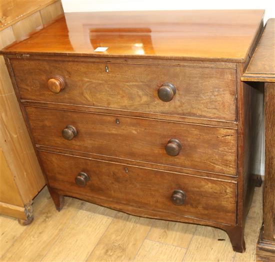 A mahogany 3-drawer chest, W.93cm